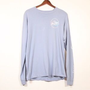 Comfort‎ Colors Long Sleeve Tee Men’s M Light Blue Graphic Logo Shirt